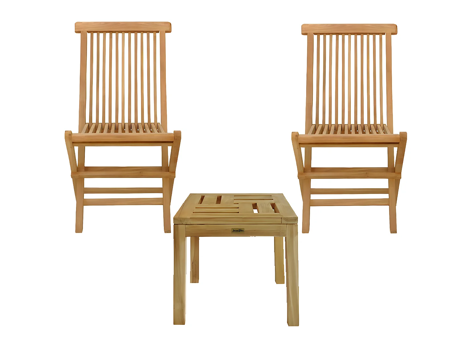 SALENTO - Ensemble Table Basse et Chaises Pliantes en Teck - Mobilier de Jardin - Table Basse Carrée 45x45 - Mobilier extérieur/intérieur