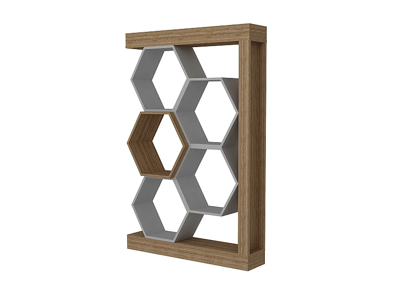 Étagère bibliothèque nid d'abeille Abula L90cm Bois clair et Blanc