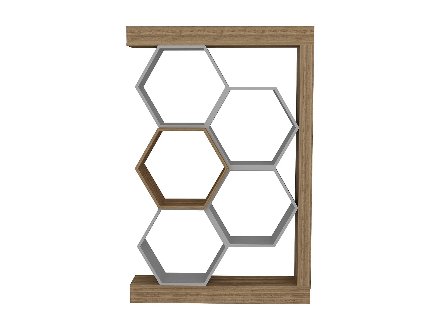 Estantería moderna en blanco y nogal, 90 x 24,6 x 140 cm | Tablero de partículas 100% melaminado, 18 mm de grosor | Almacenamiento con estil