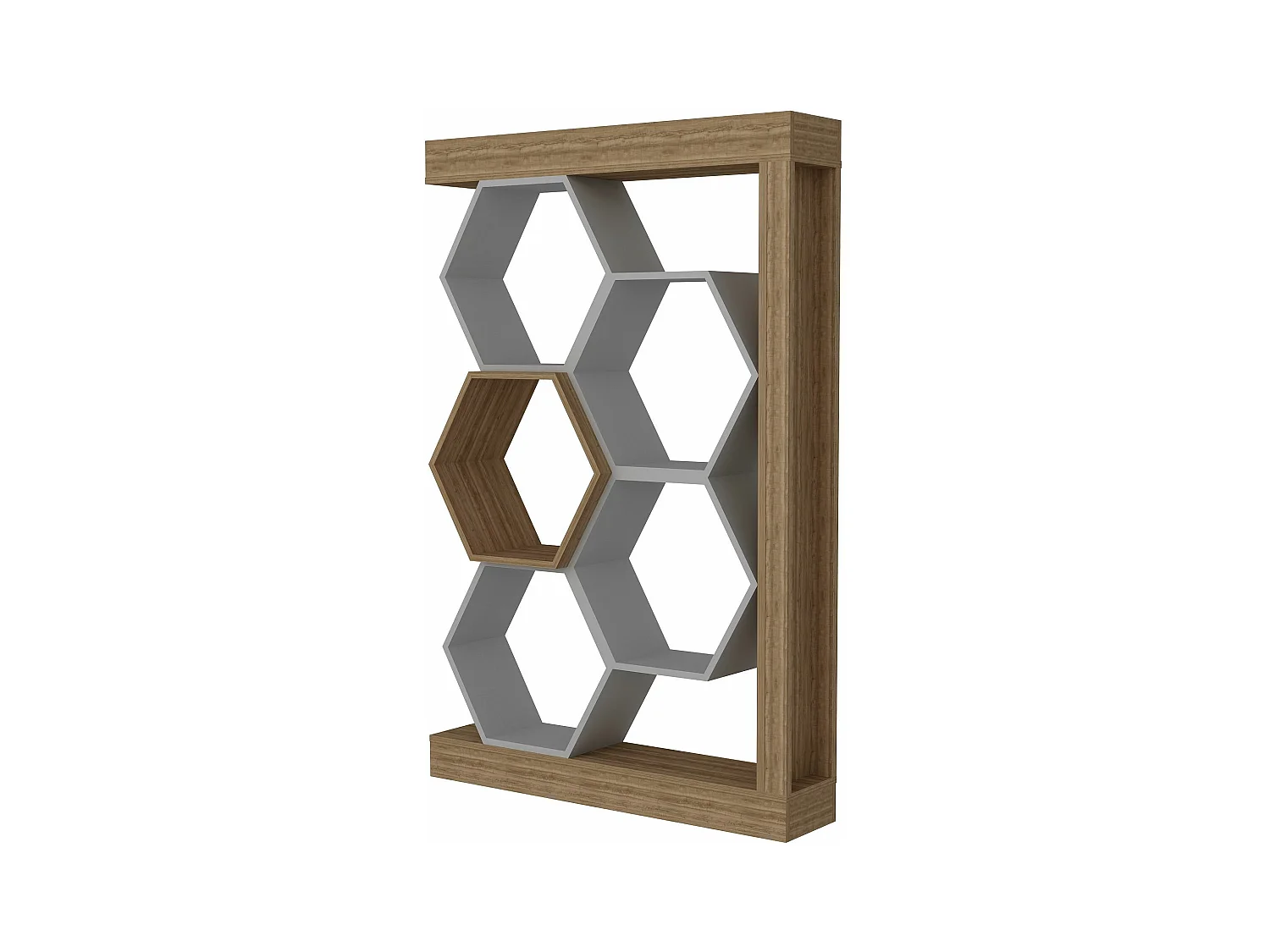 Étagère bibliothèque nid d'abeille Abula L90cm Bois clair et Blanc