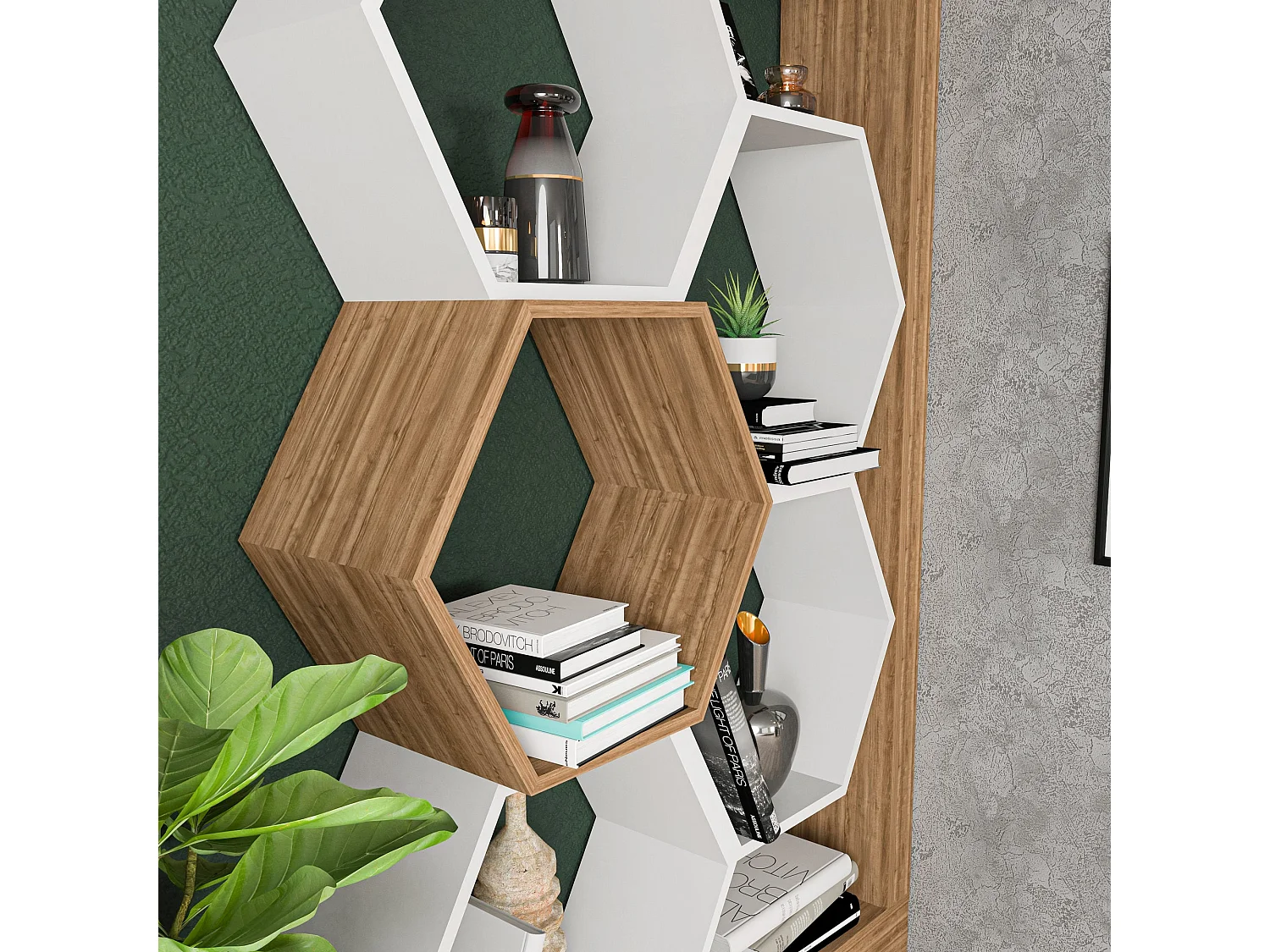 Sulano modern donker hout en mat witte boekenkastplank 90 cm