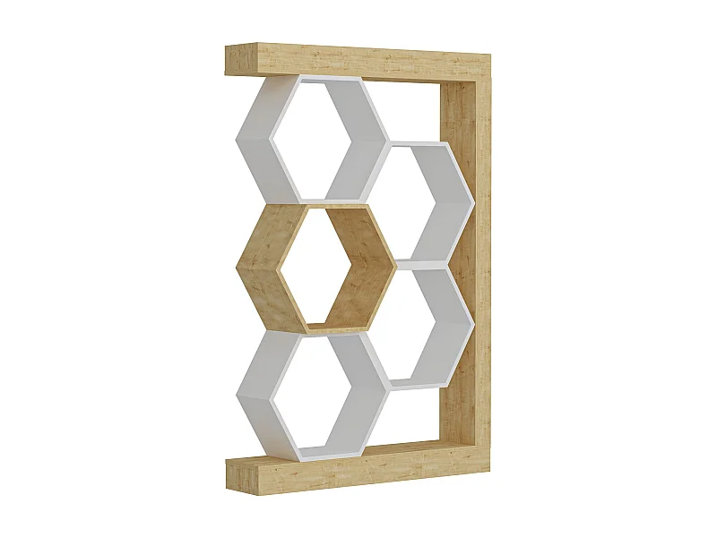 Estantería moderna de roble y blanco, 90 x 24,6 x 140 cm | Tablero de partículas 100 % melaminado, 18 mm de grosor | Almacenamiento con esti