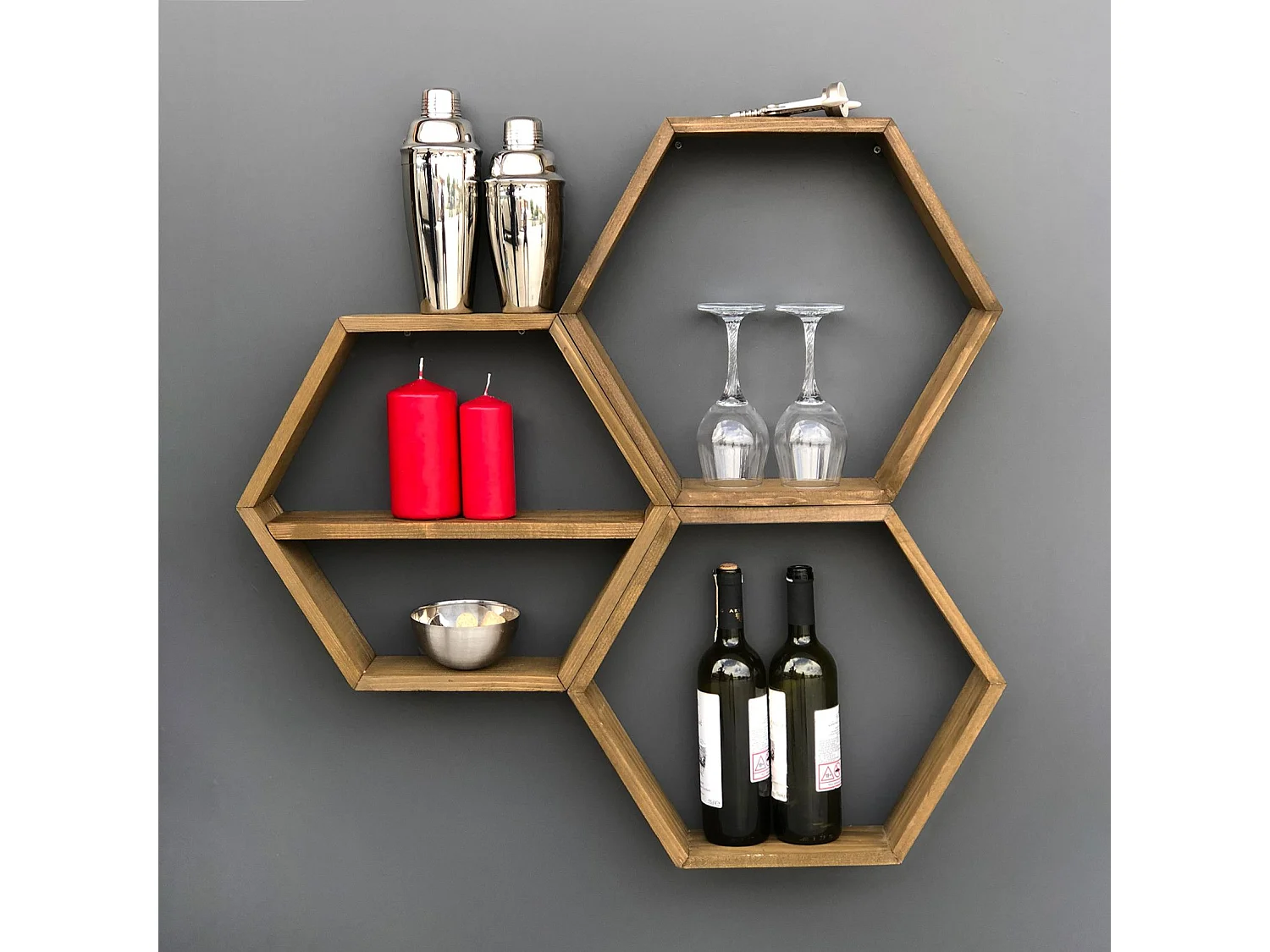 Prateleira de parede – 37 cm x 37 cm x 10 cm – Nogueira – Madeira de abeto