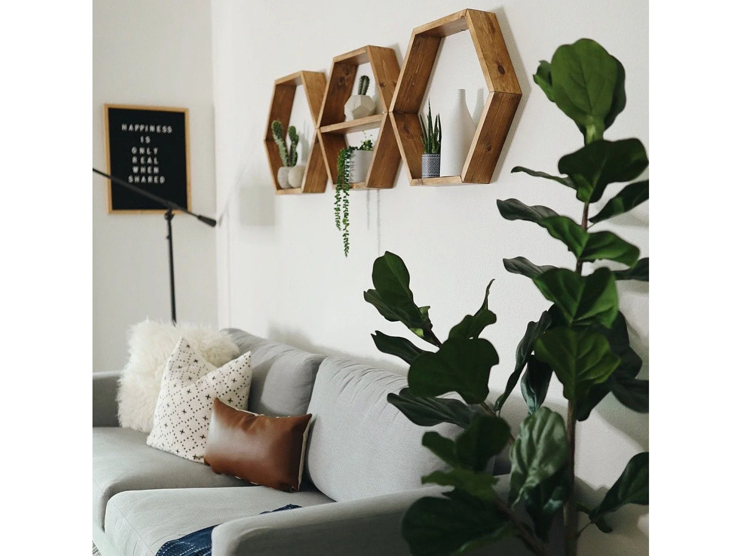 Prateleira de parede – 37 cm x 37 cm x 10 cm – Nogueira – Madeira de abeto