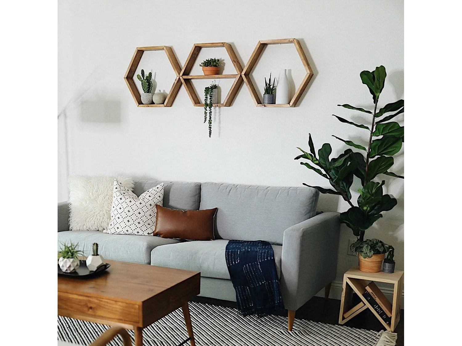 Prateleira de parede – 37 cm x 37 cm x 10 cm – Nogueira – Madeira de abeto