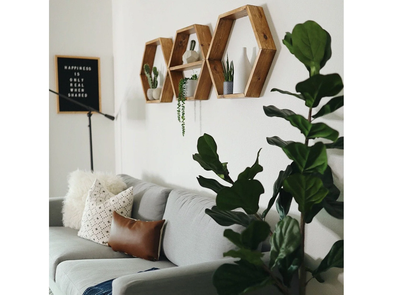 Prateleira de parede – 37 cm x 37 cm x 10 cm – Nogueira – Madeira de abeto