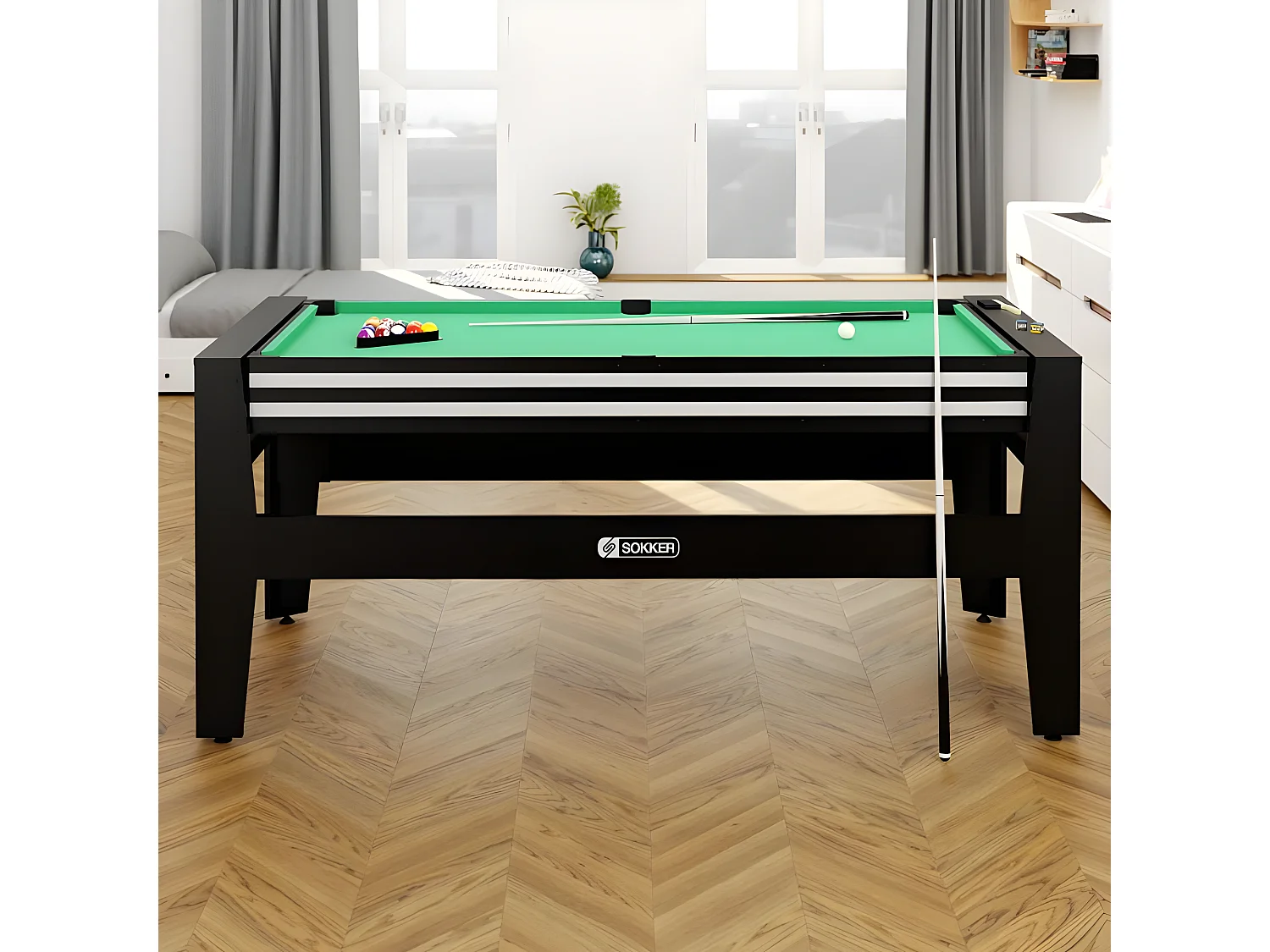 Table multi jeux 4 en 1 GLADIATEUR Air Hockey, Billard, Ping Pong, Plateau - avec Accessoires