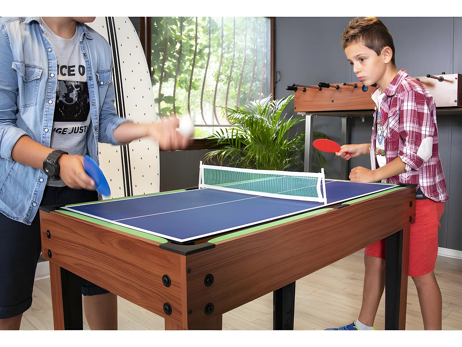 Table Multi Jeux 20 en 1 sur Pied, Multifonction avec Plateaux Modulables et Accessoires pour 20 jeux différents, 122x61x84 cm