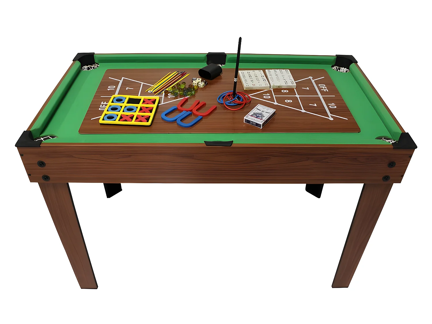 Table Multi Jeux 20 en 1 sur Pied, Multifonction avec Plateaux Modulables et Accessoires pour 20 jeux différents, 122x61x84 cm