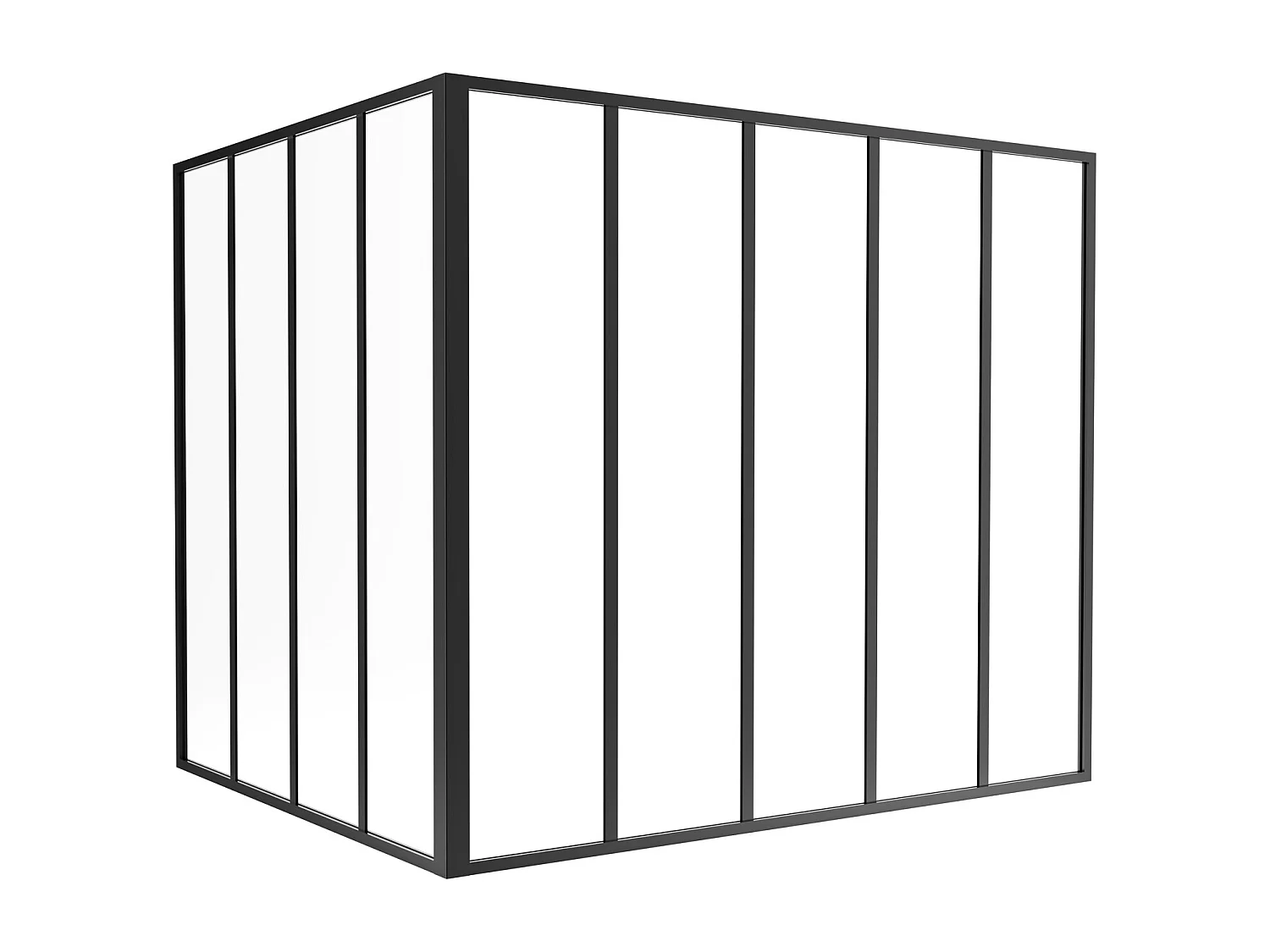 Hjørneværkstedsvindue i pulverlakeret aluminium - L150 x L120 x H130 - Sort - BAYVIEW