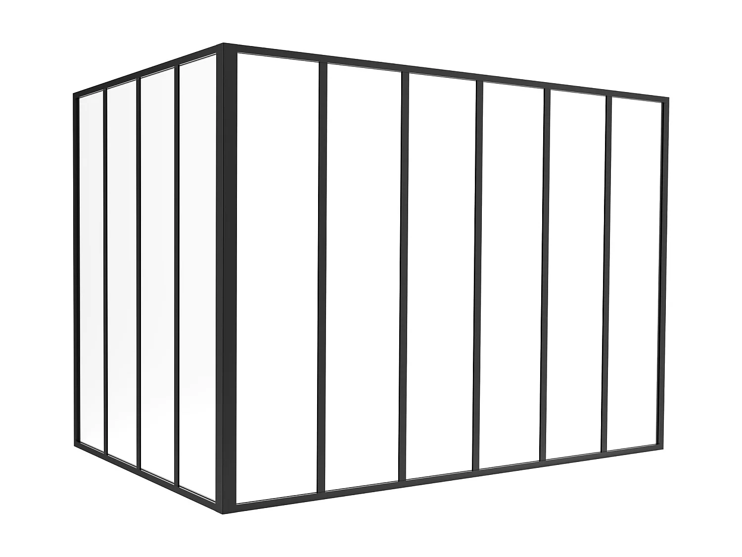 Verrière d'angle d'atelier en aluminium thermolaqué - L180 x L120 x H130 - Noir - BAYVIEW