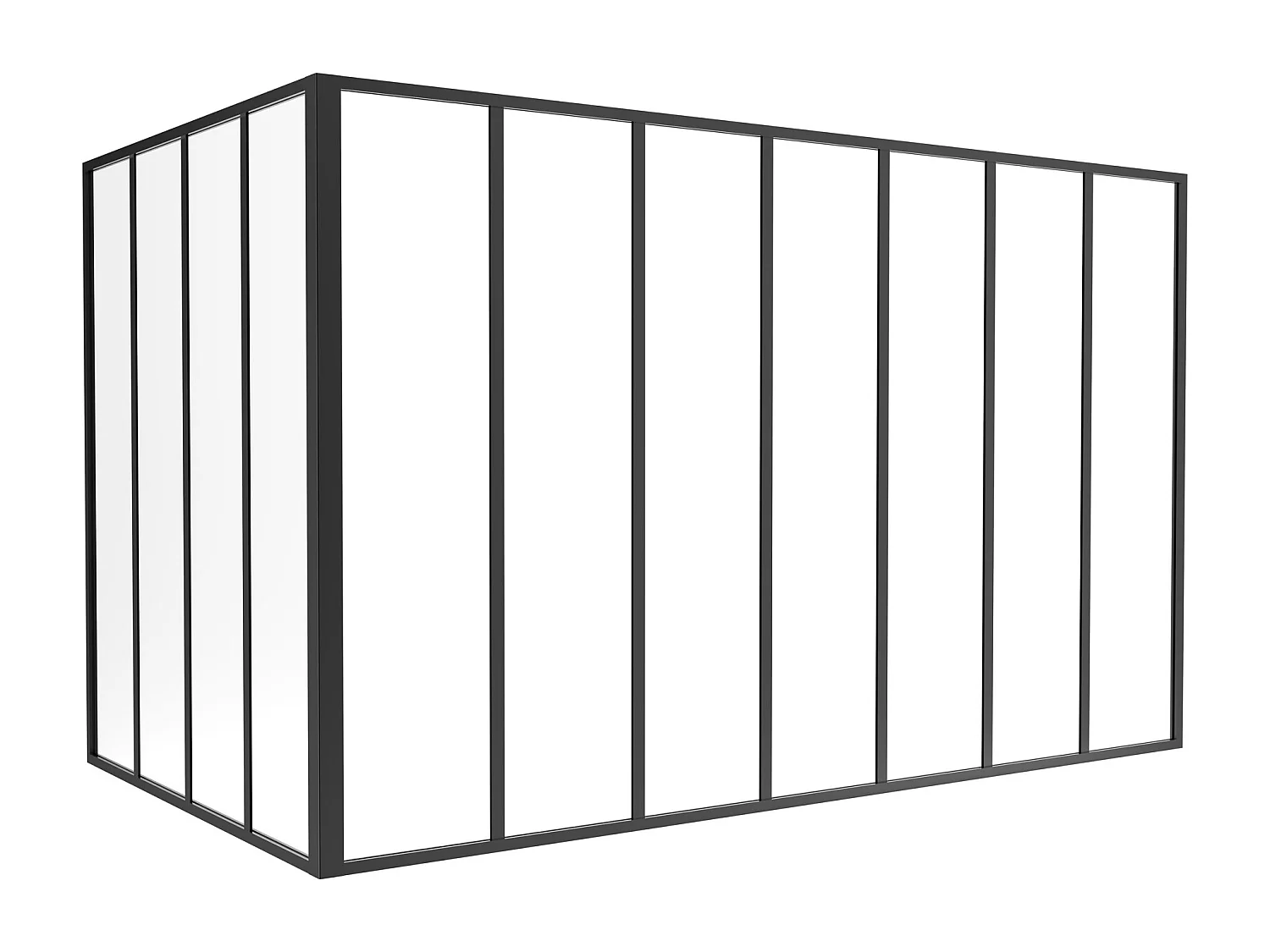 Verrière d'angle d'atelier en aluminium thermolaqué - L210 x L120 x H130 - Noir - BAYVIEW