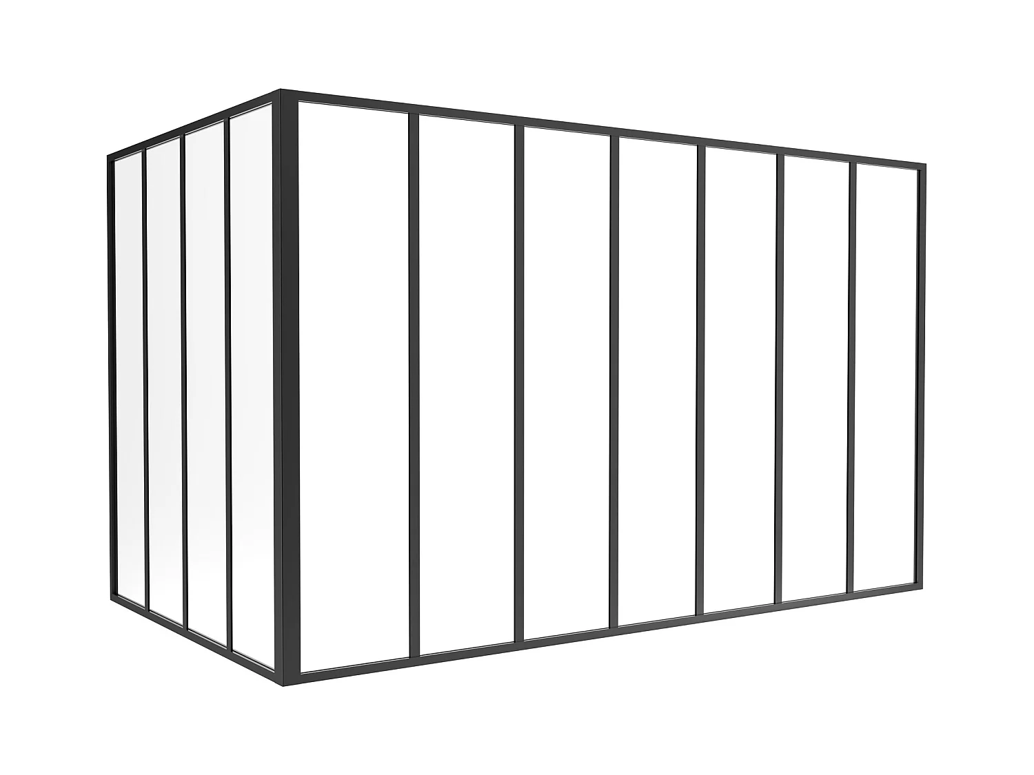 Verrière d'angle d'atelier en aluminium thermolaqué - L210 x L120 x H130 - Noir - BAYVIEW