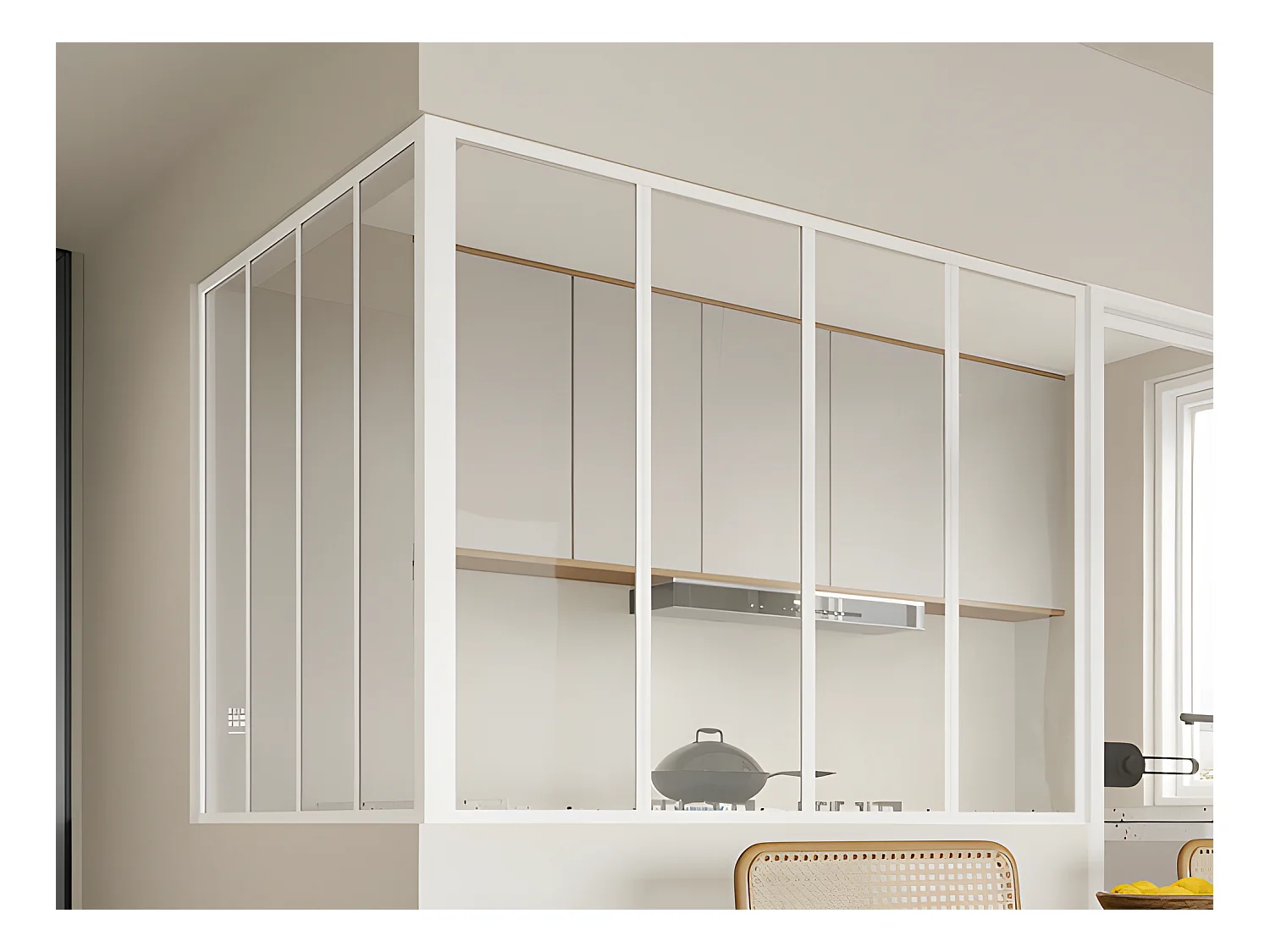 Verrière d'angle d'atelier en aluminium thermolaqué - L120 x L120 x H105 - Blanc - BAYVIEW