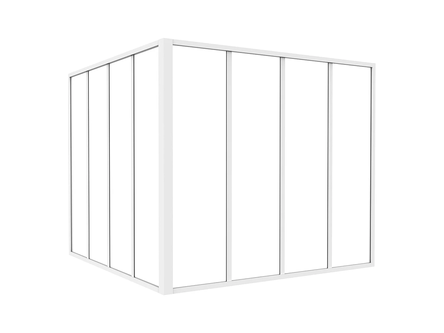 Cristalera de esquina de taller de aluminio termolacado - Ancho 210 x Prof. 60 x Alt. 130 - Negro - BAYVIEW