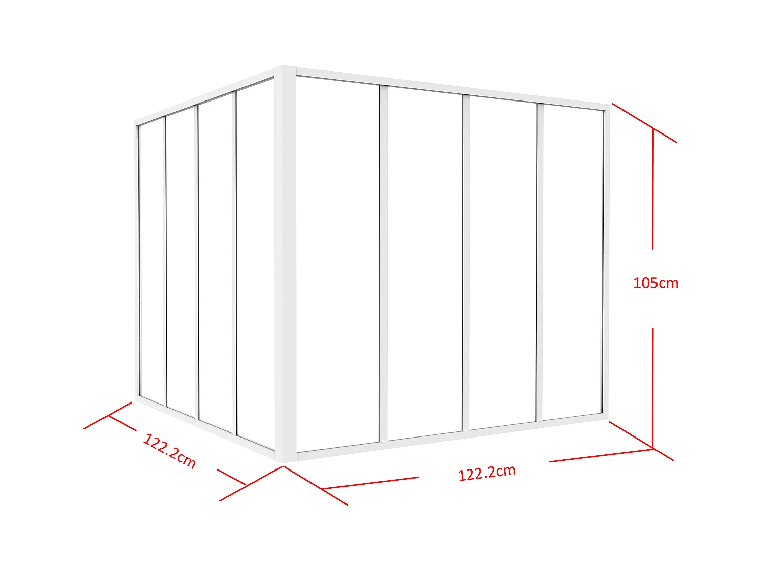 Cristalera de esquina de taller de aluminio termolacado - Ancho 210 x Prof. 60 x Alt. 130 - Negro - BAYVIEW