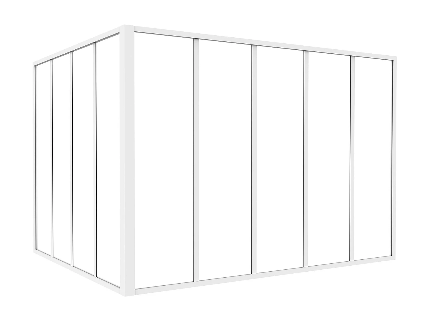 Przeszklona ścianka narożna z aluminium malowanego proszkowo - szer. 150 x szer. 120 x wys. 105 - Biały - BAYVIEW