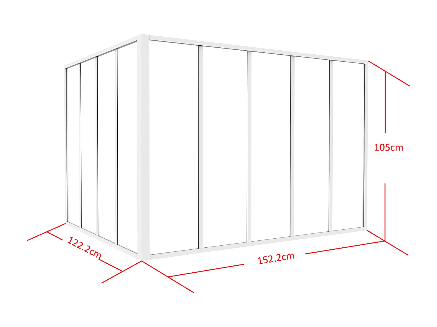 Przeszklona ścianka narożna z aluminium malowanego proszkowo - szer. 150 x szer. 120 x wys. 105 - Biały - BAYVIEW