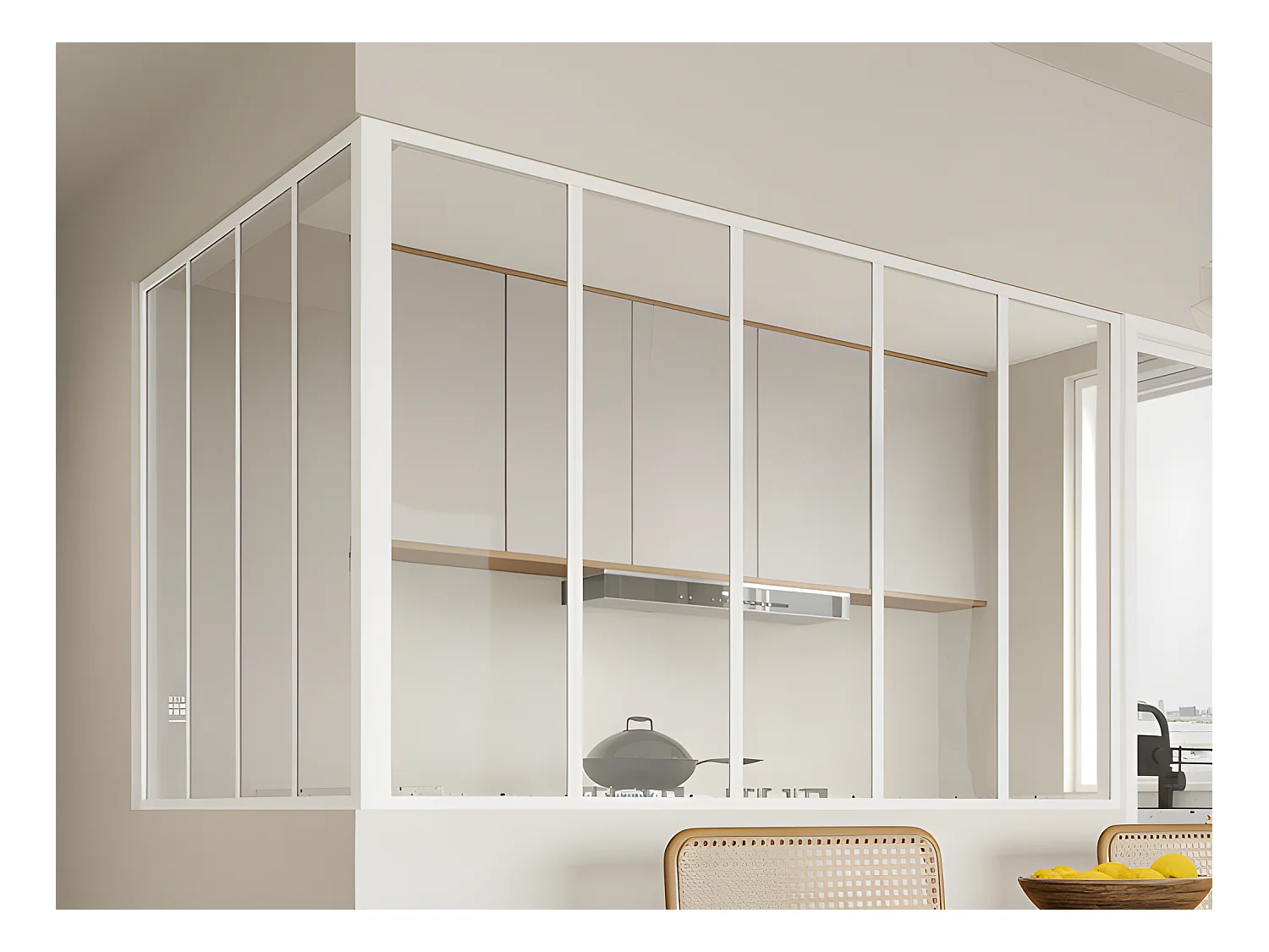 Verrière d'angle d'atelier en aluminium thermolaqué - L150 x L120 x H105 - Blanc - BAYVIEW