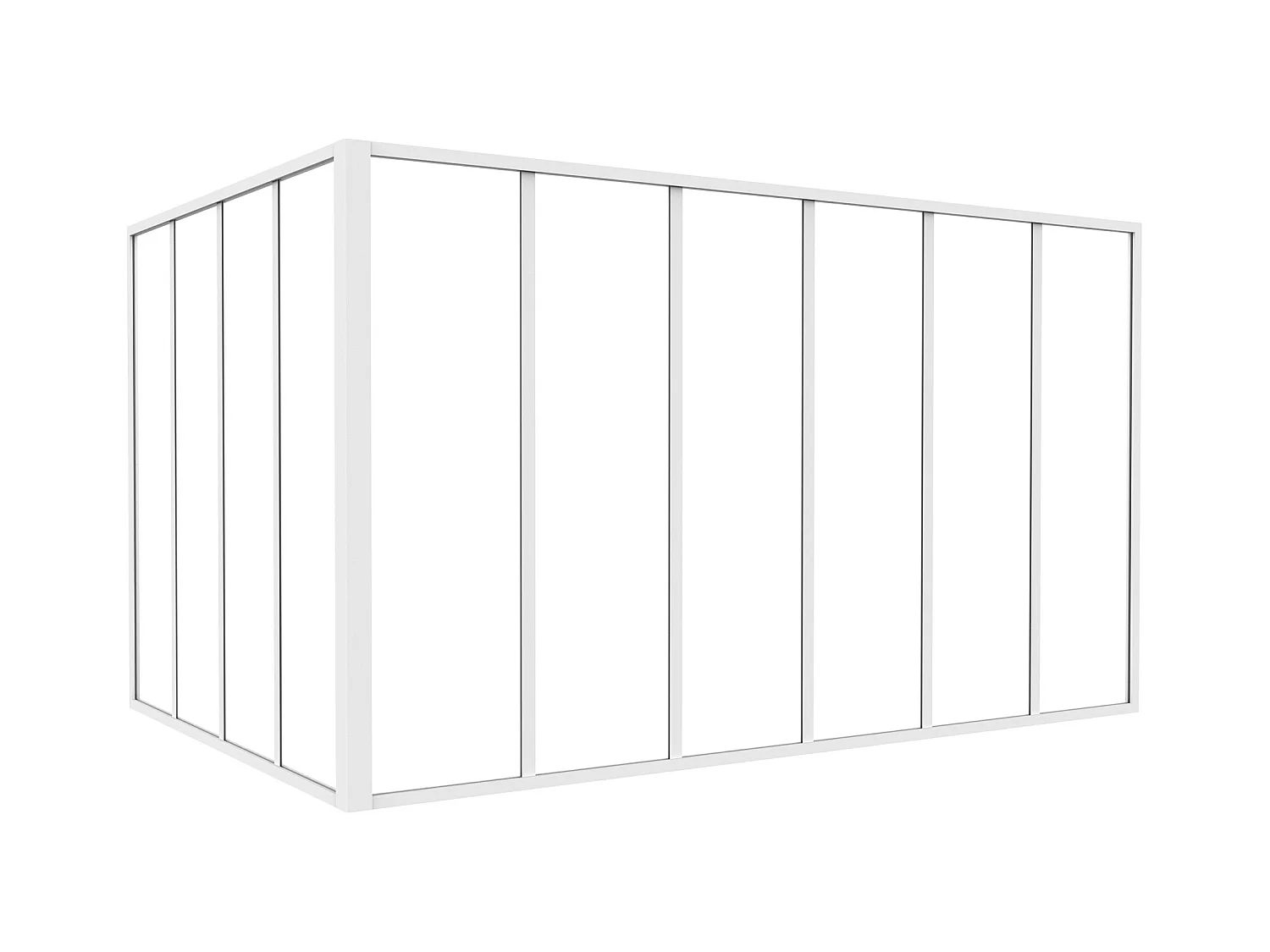 Glazen hoekbinnenraam met industriële stijl van gepoedercoat aluminium – L180 x L120 x H105 – Wit – BAYVIEW