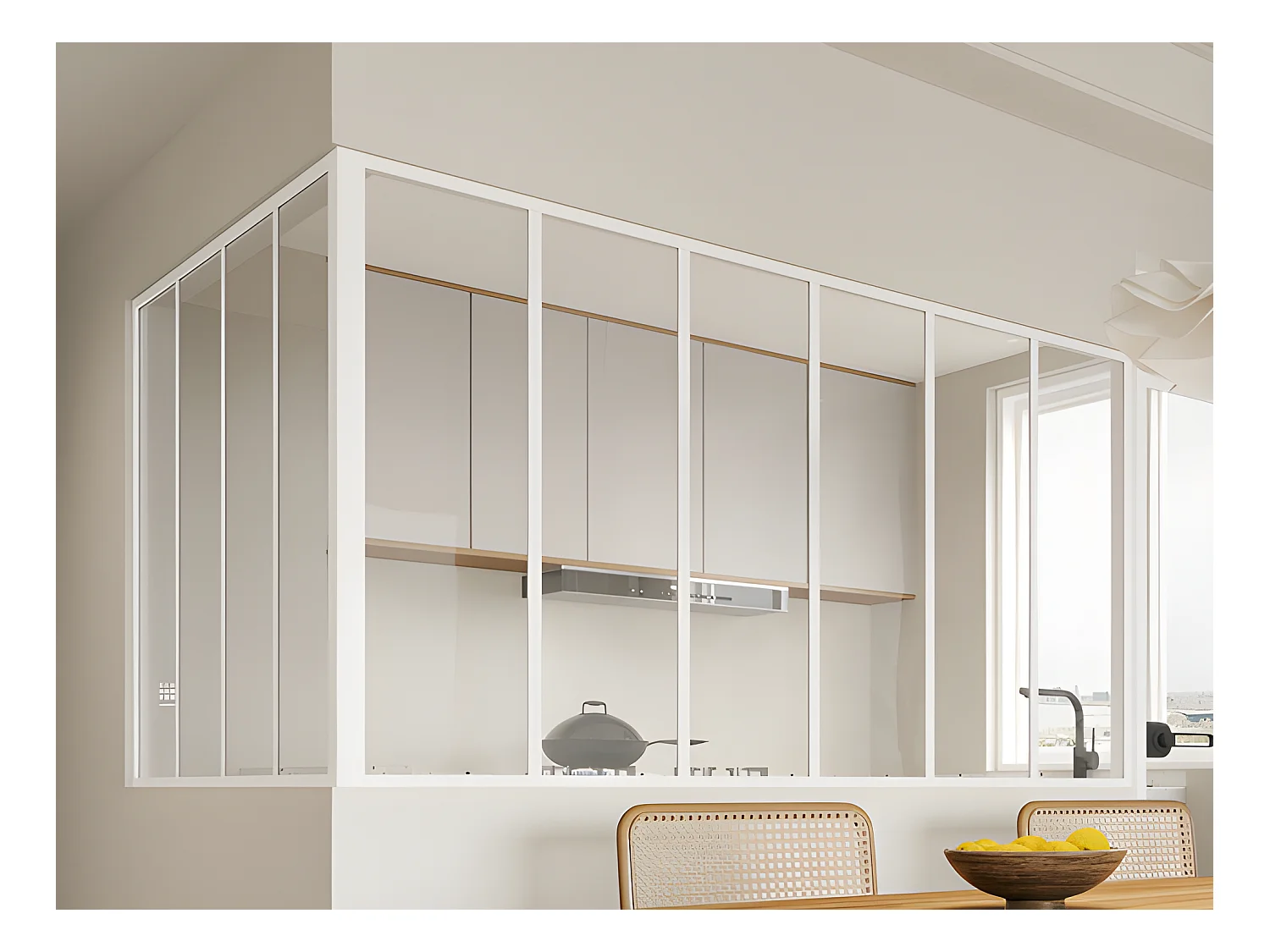 Verrière d'angle d'atelier en aluminium thermolaqué - L180 x L120 x H105 - Blanc - BAYVIEW
