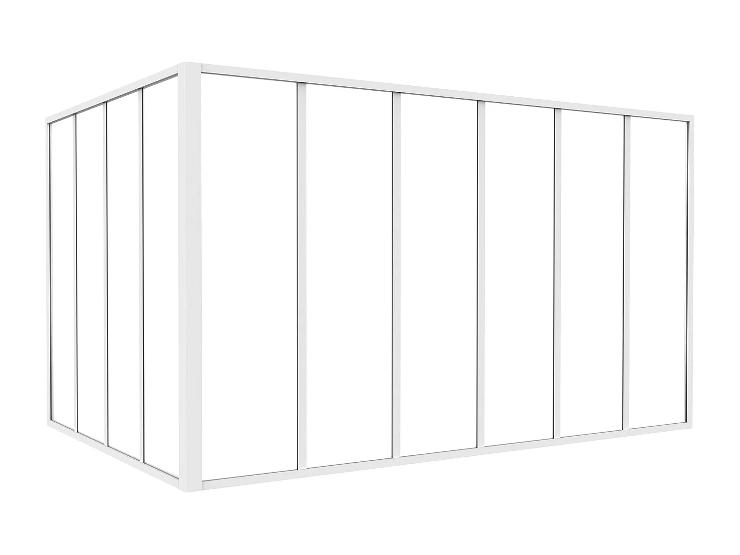 Verrière d'angle d'atelier en aluminium thermolaqué - L180 x L120 x H105 - Blanc - BAYVIEW