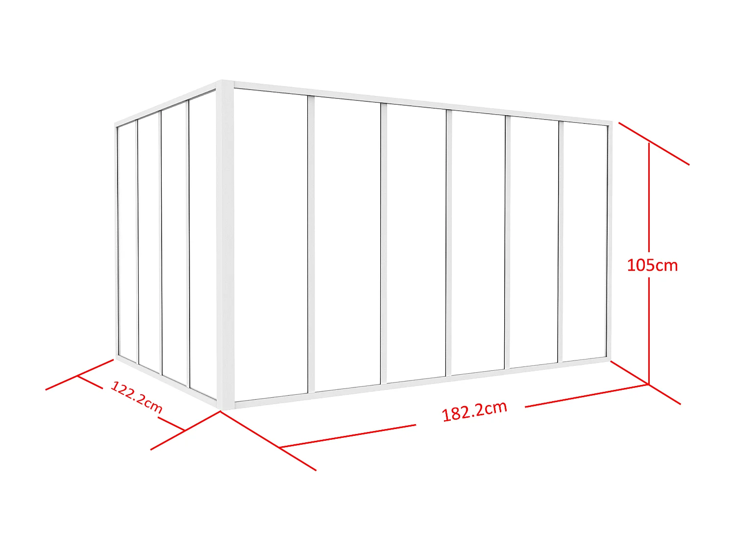 Verrière d'angle d'atelier en aluminium thermolaqué - L180 x L120 x H105 - Blanc - BAYVIEW