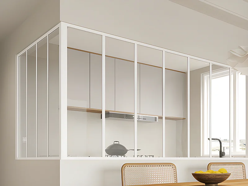 Verrière d'angle d'atelier en aluminium thermolaqué - L210 x L120 x H105 - Blanc - BAYVIEW