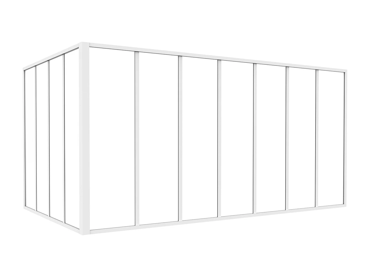 Verrière d'angle d'atelier en aluminium thermolaqué - L210 x L120 x H105 - Blanc - BAYVIEW