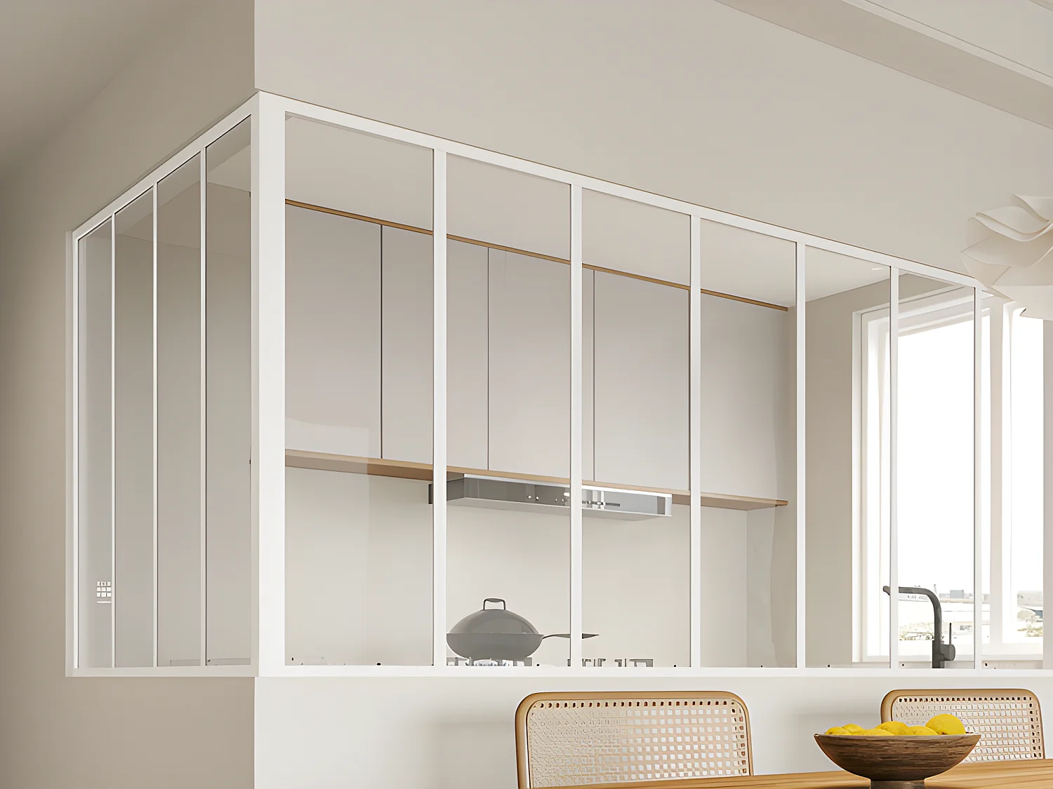 Verrière d'angle d'atelier en aluminium thermolaqué - L210 x L120 x H105 - Blanc - BAYVIEW