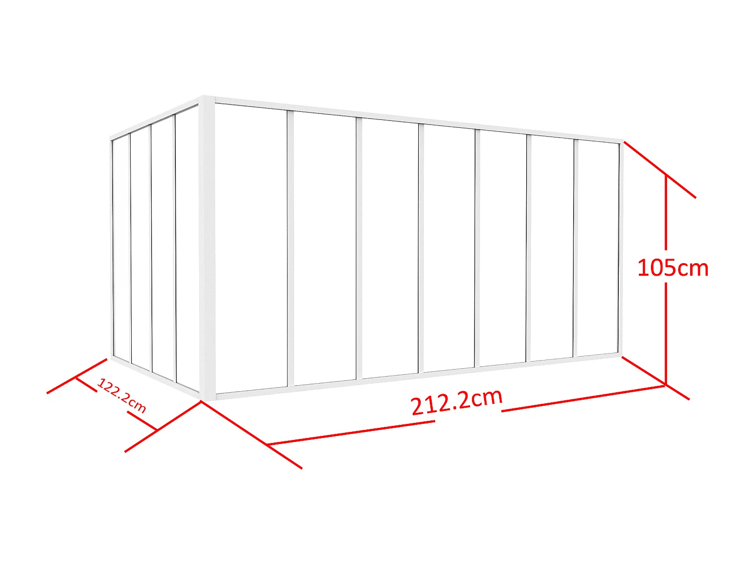 Verrière d'angle d'atelier en aluminium thermolaqué - L210 x L120 x H105 - Blanc - BAYVIEW