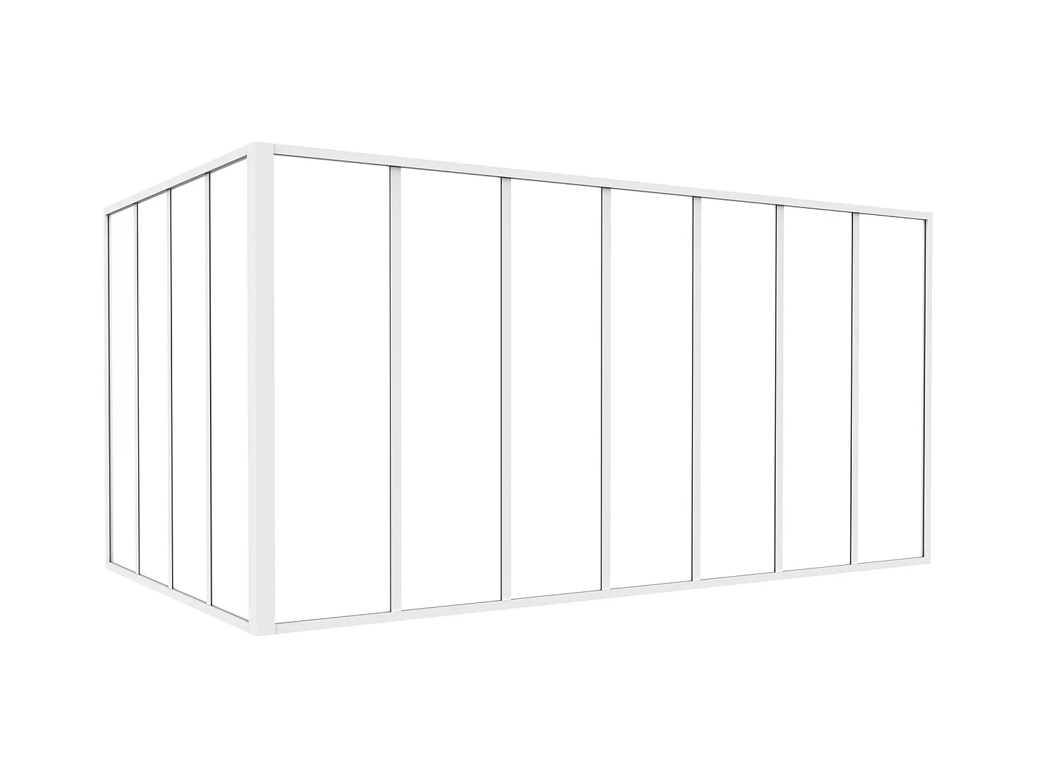 Cristalera de esquina de taller de aluminio termolacado - Ancho 120 x Ancho 120 x Alt. 105 - Natural claro - BAYVIEW