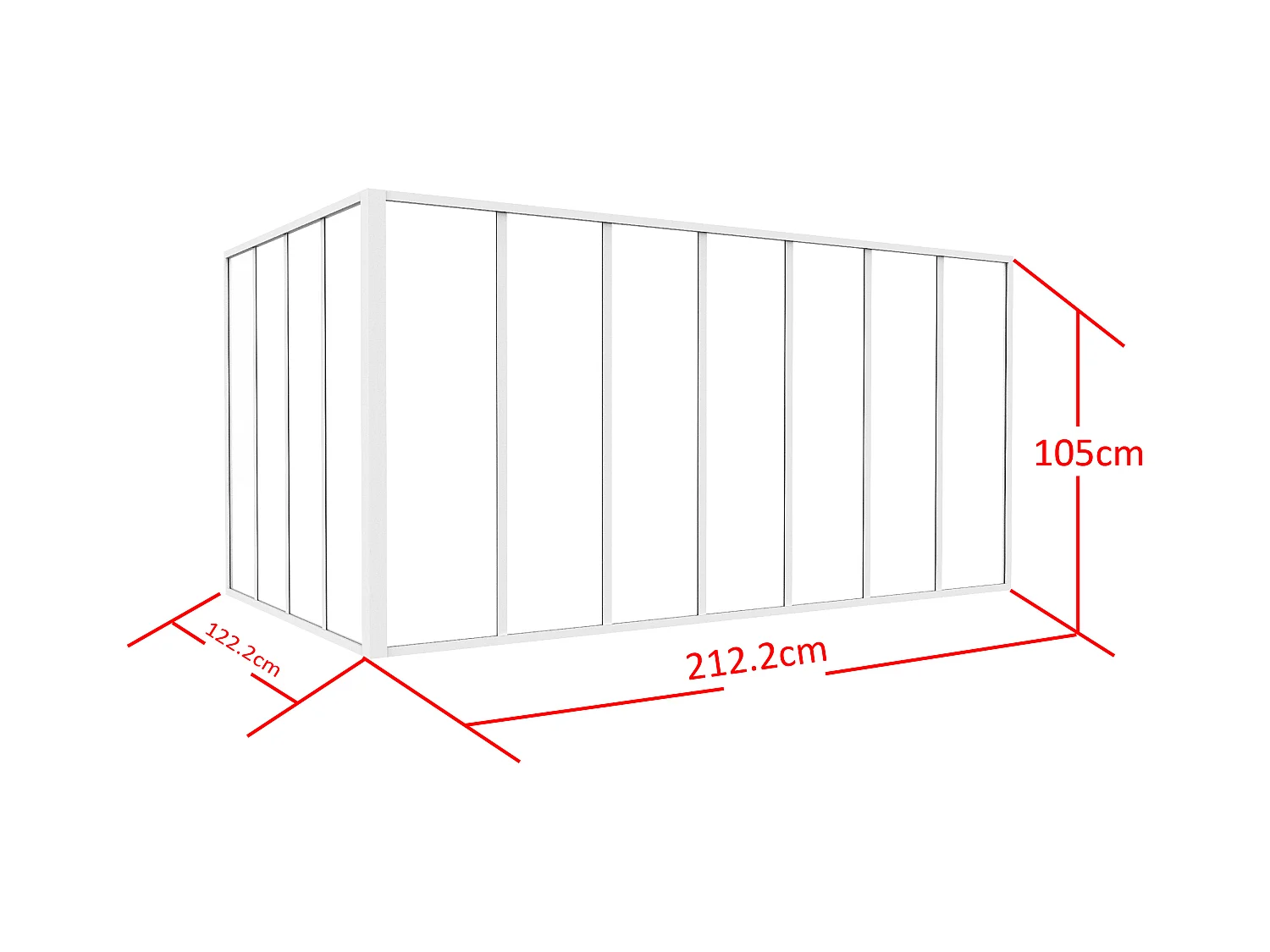 Cristalera de esquina de taller de aluminio termolacado - Ancho 120 x Ancho 120 x Alt. 105 - Natural claro - BAYVIEW