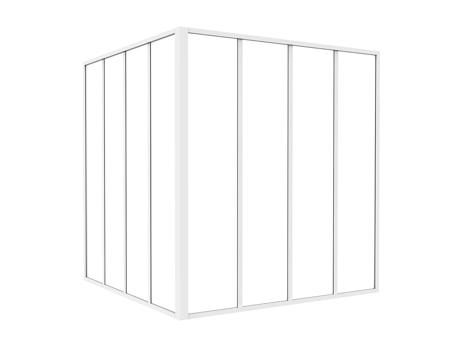 Verrière d'angle d'atelier en aluminium thermolaqué - L120 x L120 x H130 - Blanc - BAYVIEW