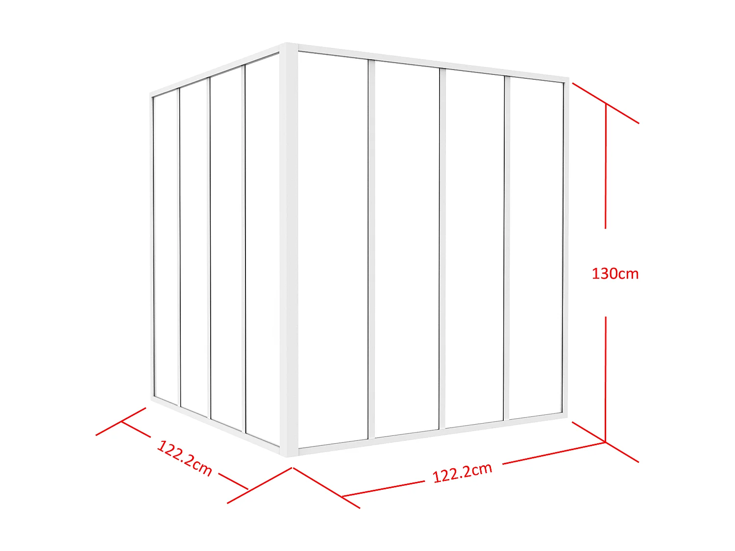 Verrière d'angle d'atelier en aluminium thermolaqué - L120 x L120 x H130 - Blanc - BAYVIEW