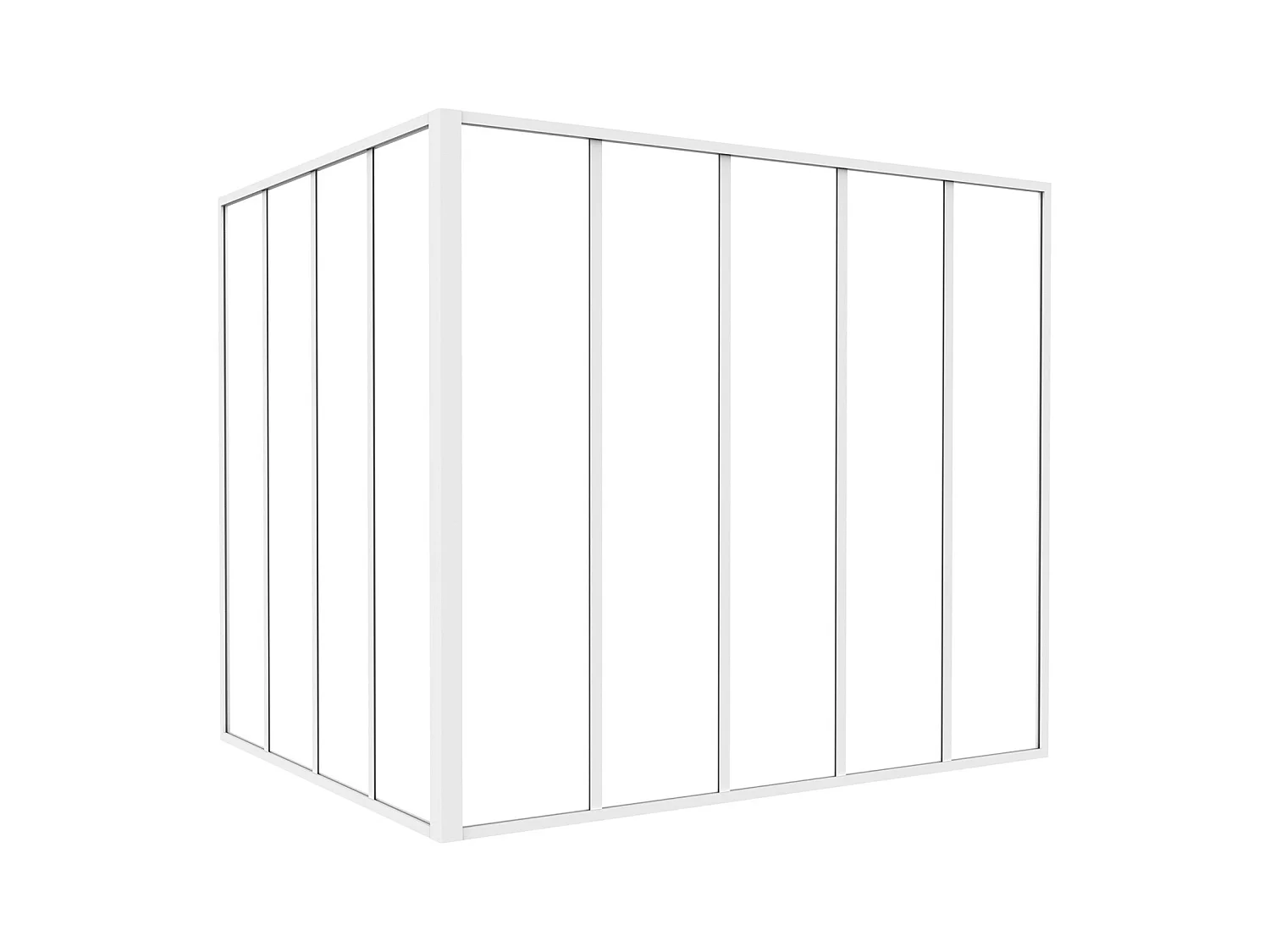 Glazen hoekbinnenraam met industriële stijl van gepoedercoat aluminium – L150 x L120 x H130 – Wit – BAYVIEW