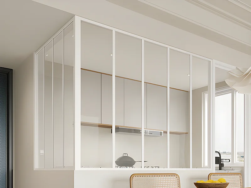 Verrière d'angle d'atelier en aluminium thermolaqué - L150 x L120 x H130 - Blanc - BAYVIEW