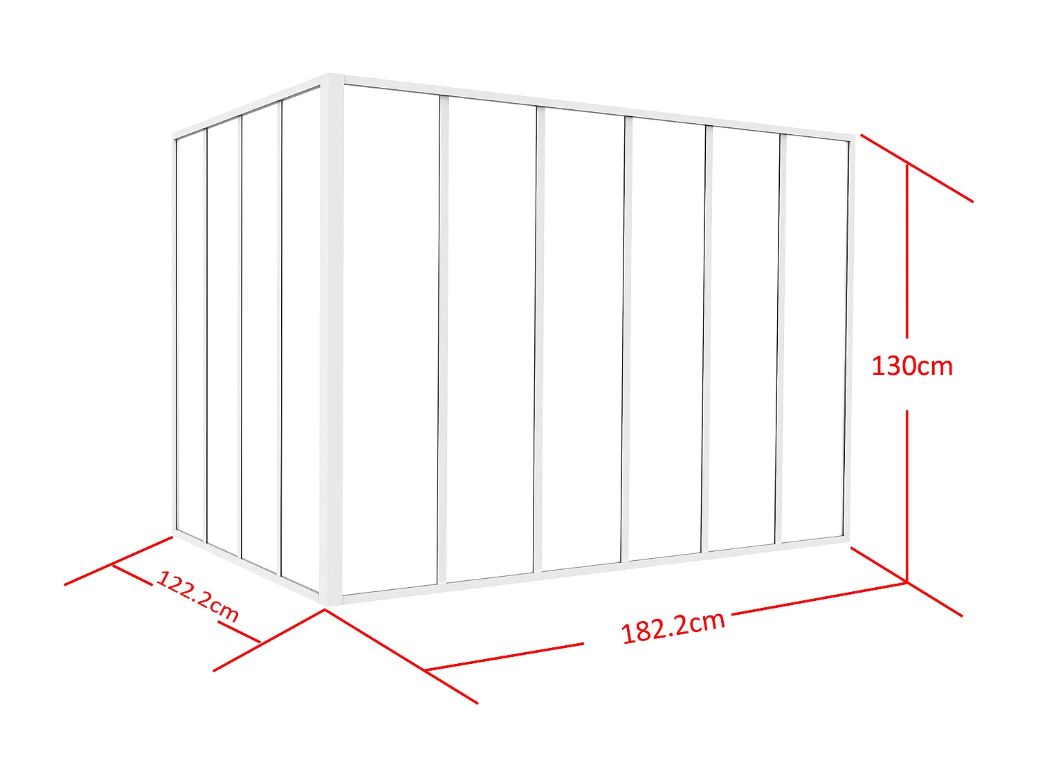 Vetrata angolare L180 x L120 x H130 in Alluminio termolaccato Stile atelier Bianco - BAYVIEW