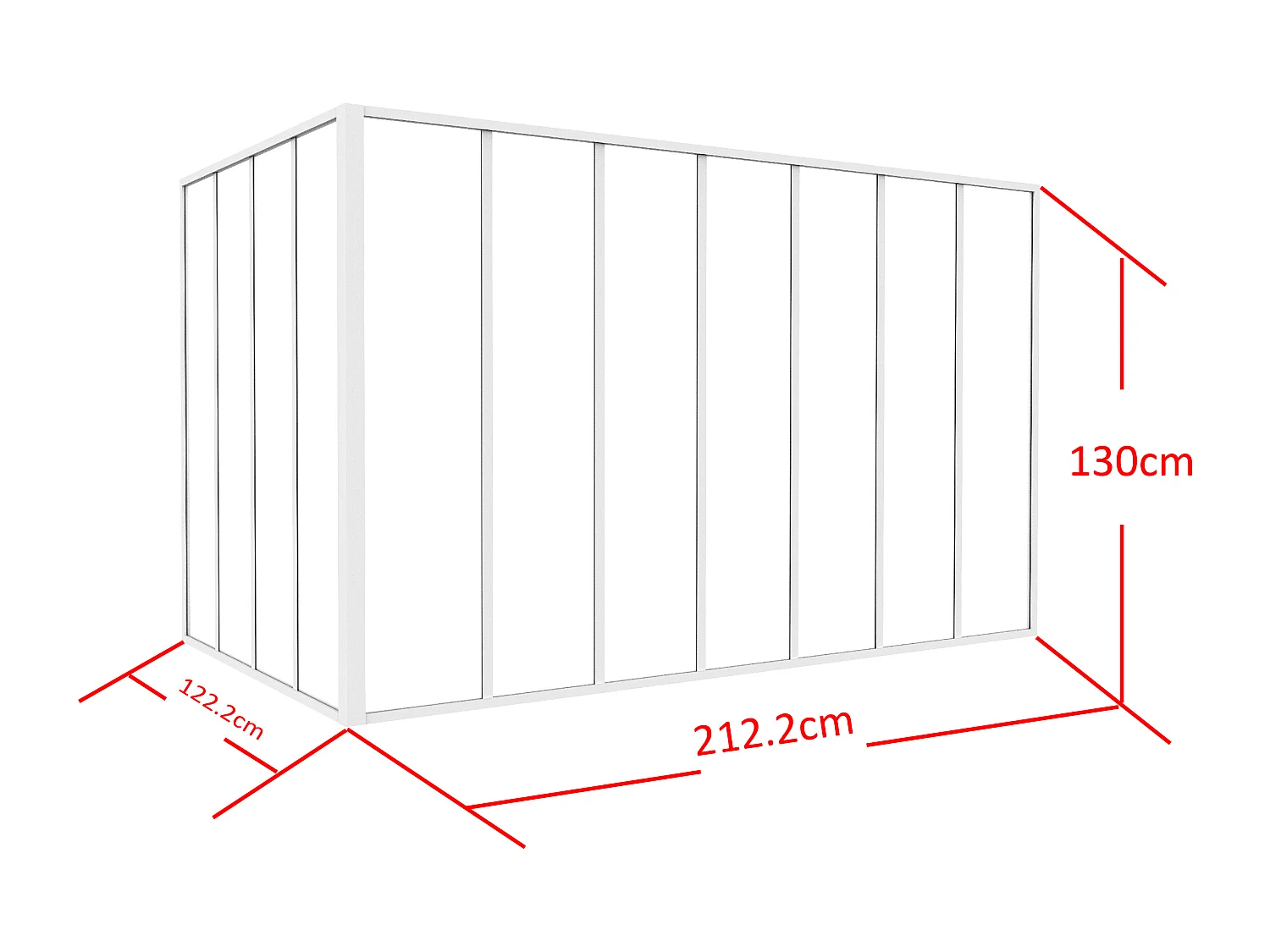 Divisória de canto de atelier em alumínio termolacado C210 x L120 x A130 cm branco - BAYVIEW