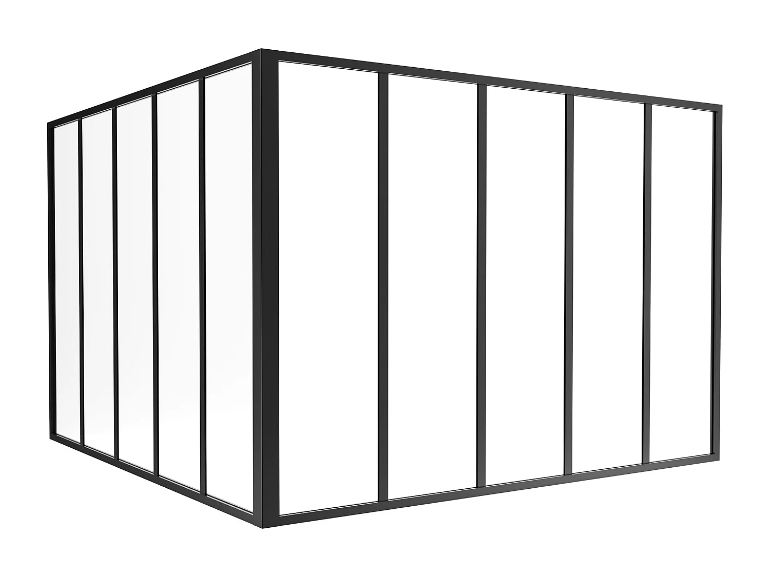 Divisória de canto de atelier em alumínio termolacado C150 x L150 x A105 cm preto - BAYVIEW