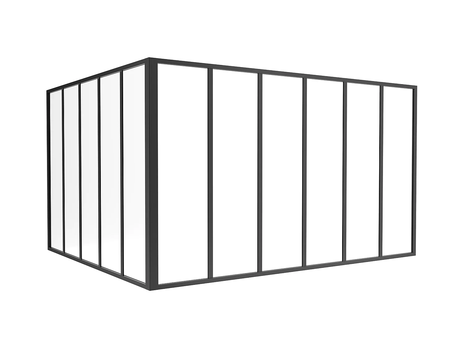 Verrière d'angle d'atelier en aluminium thermolaqué - L180 x L150 x H105 - Noir - BAYVIEW