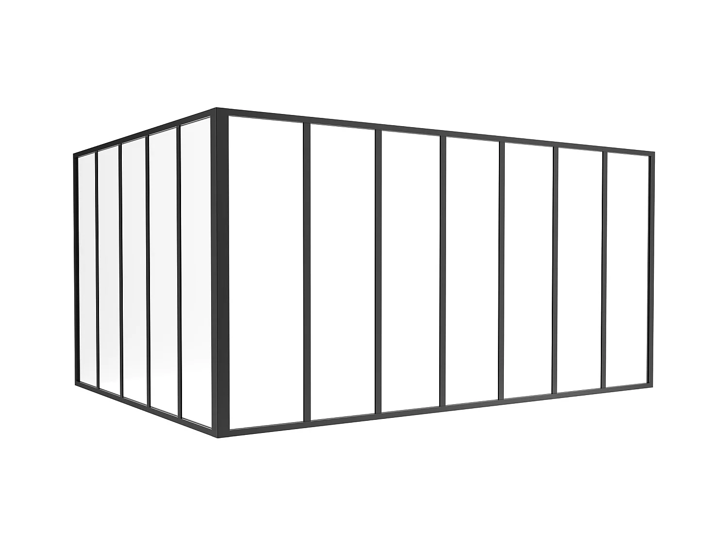 Hjørnevindue i pulverlakeret aluminium - L210 x L150 x H105 - Sort - BAYVIEW