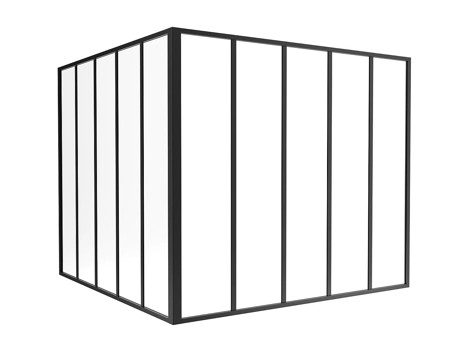 Divisória de canto de atelier em alumínio termolacado C150 x L150 x A130 cm preto - BAYVIEW