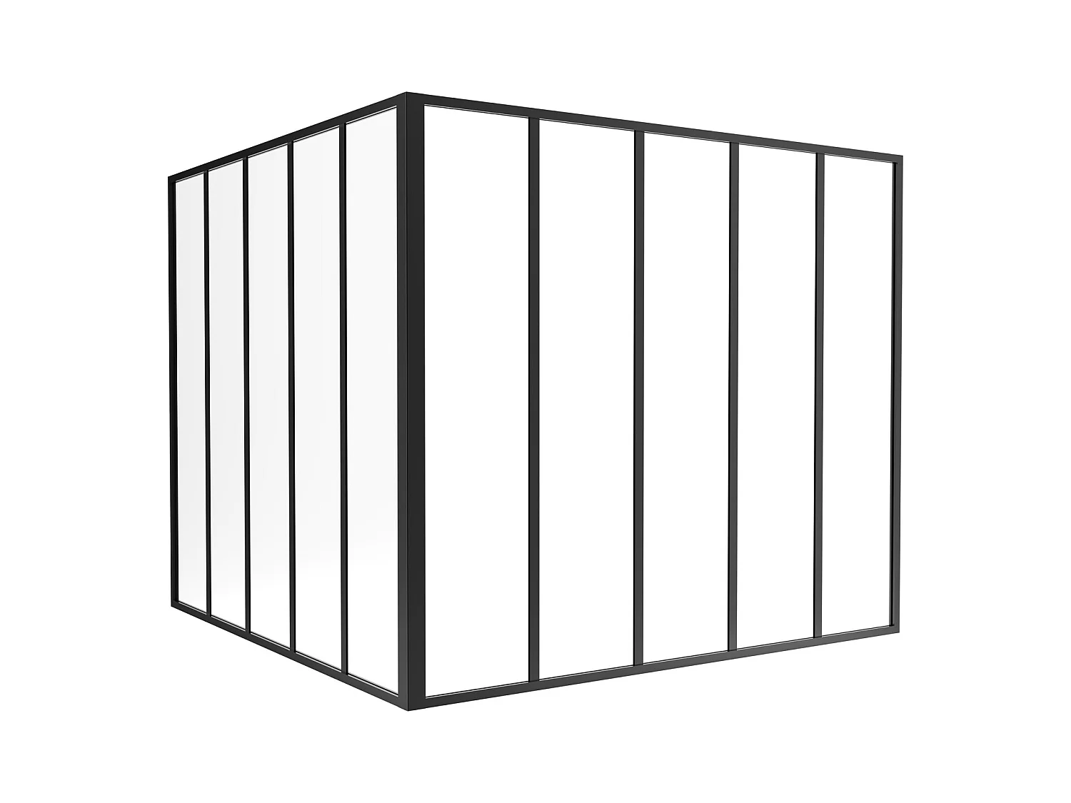 Hjørneverkstedvindu i pulverlakkert aluminium - L150 x L150 x H130 - Svart - BAYVIEW