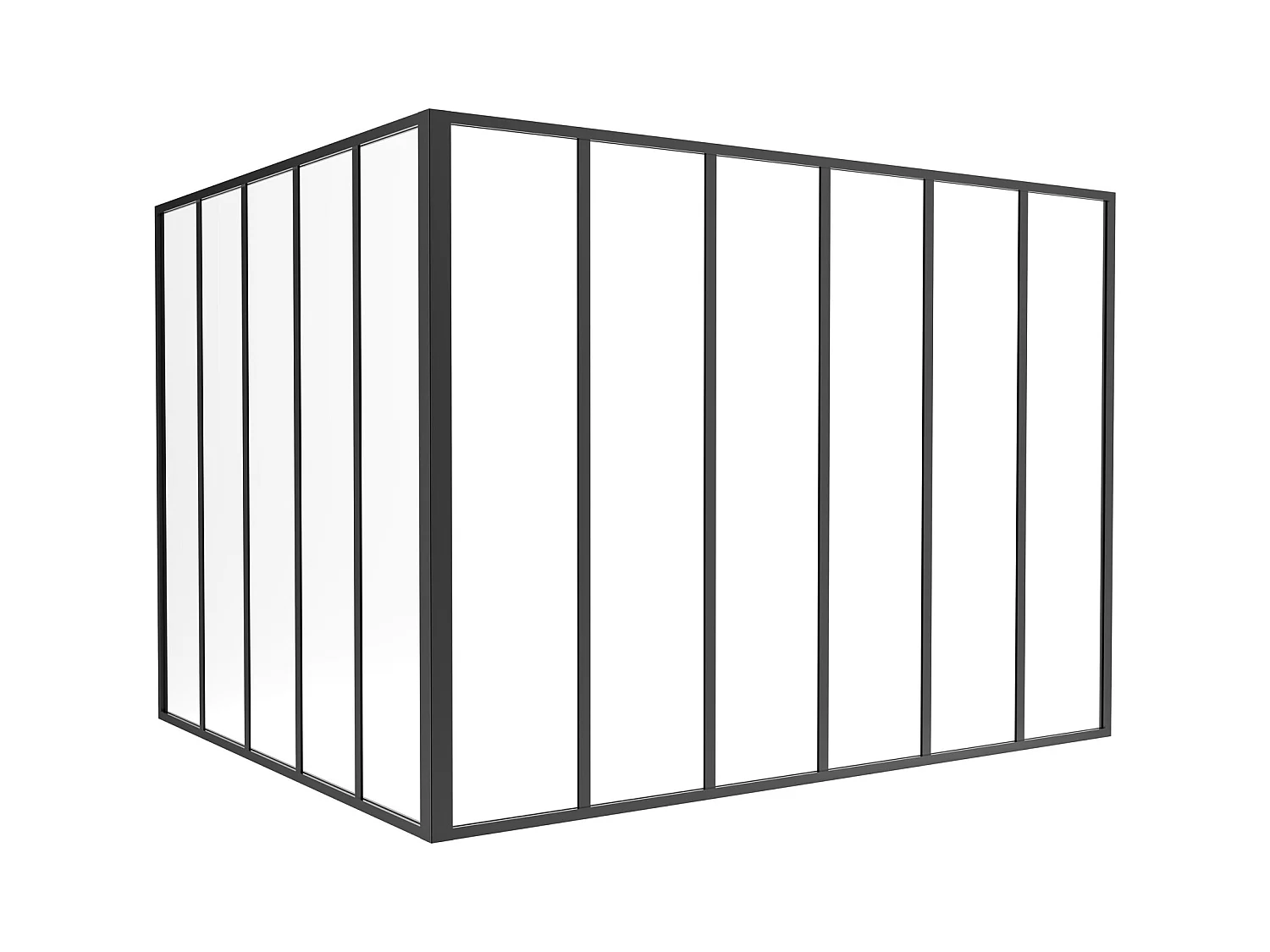 Innrammet hjørnevindu i termolakkert aluminium - B180 x B150 x H130 - Svart - BAYVIEW