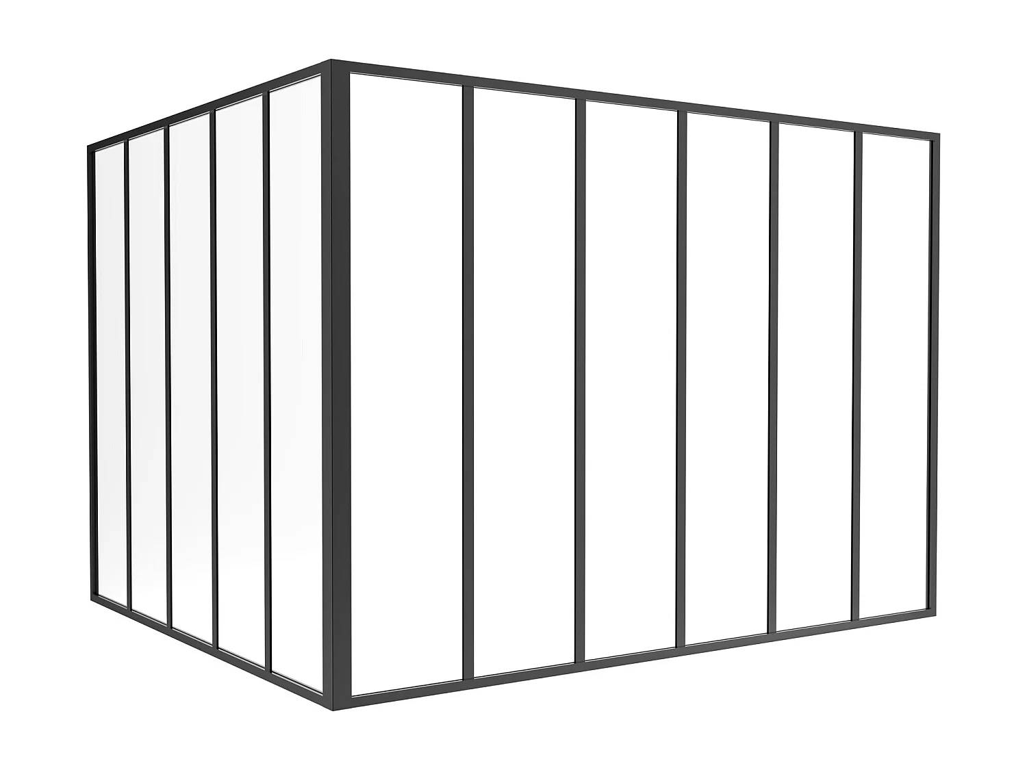 Hjørnevindue i termisk coatet aluminium - L180 x L150 x H130 - Sort - BAYVIEW