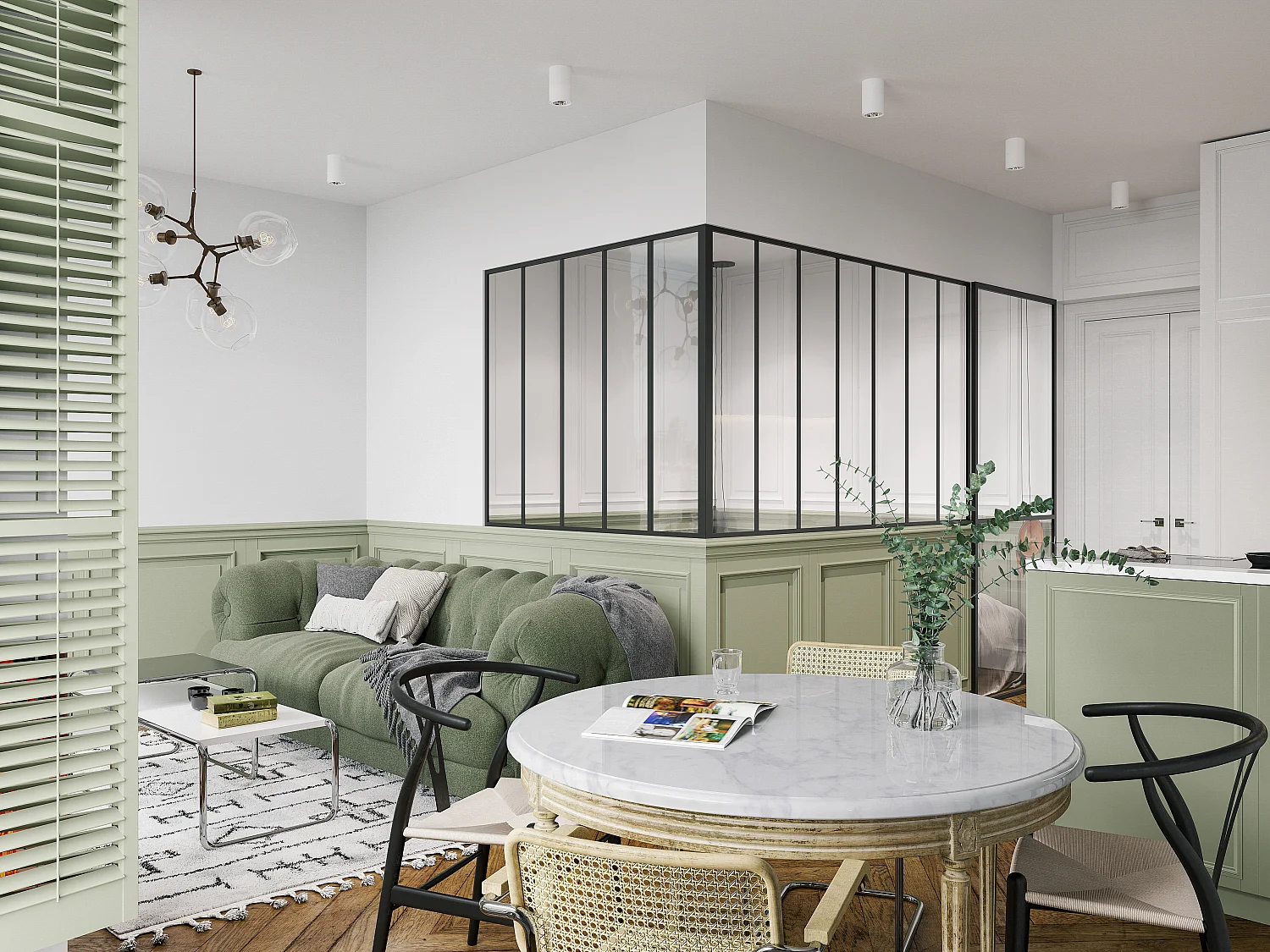 Vetrata angolare L210 x L150 x H130 in Alluminio termolaccato Stile atelier Nero - BAYVIEW