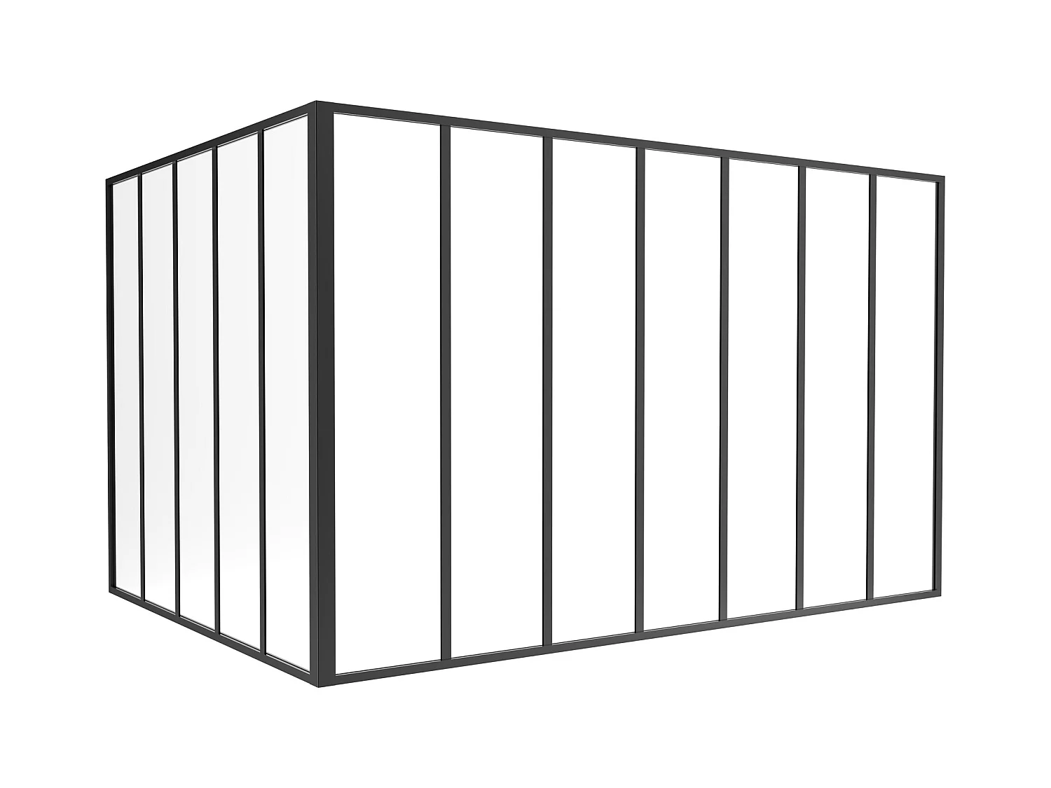 Verrière d'angle d'atelier en aluminium thermolaqué - L210 x L150 x H130 - Noir - BAYVIEW