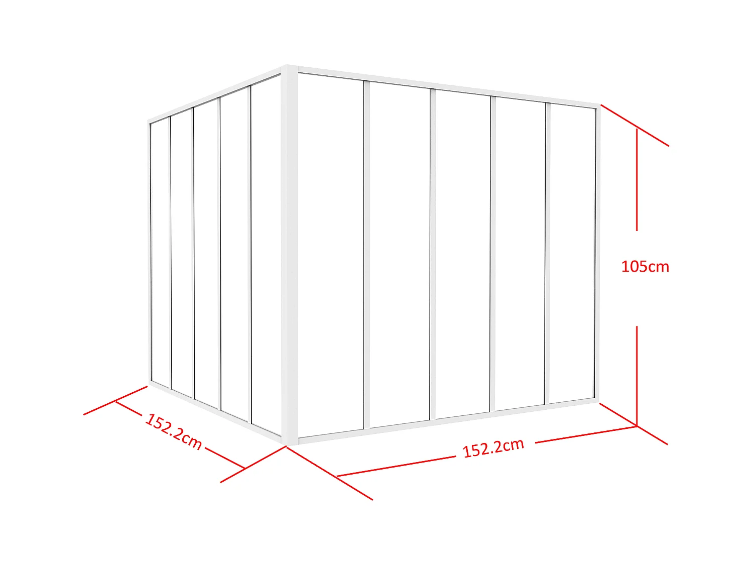 Vetrata angolare L150 x L150 x H105 in Alluminio termolaccato Stile atelier Bianco - BAYVIEW