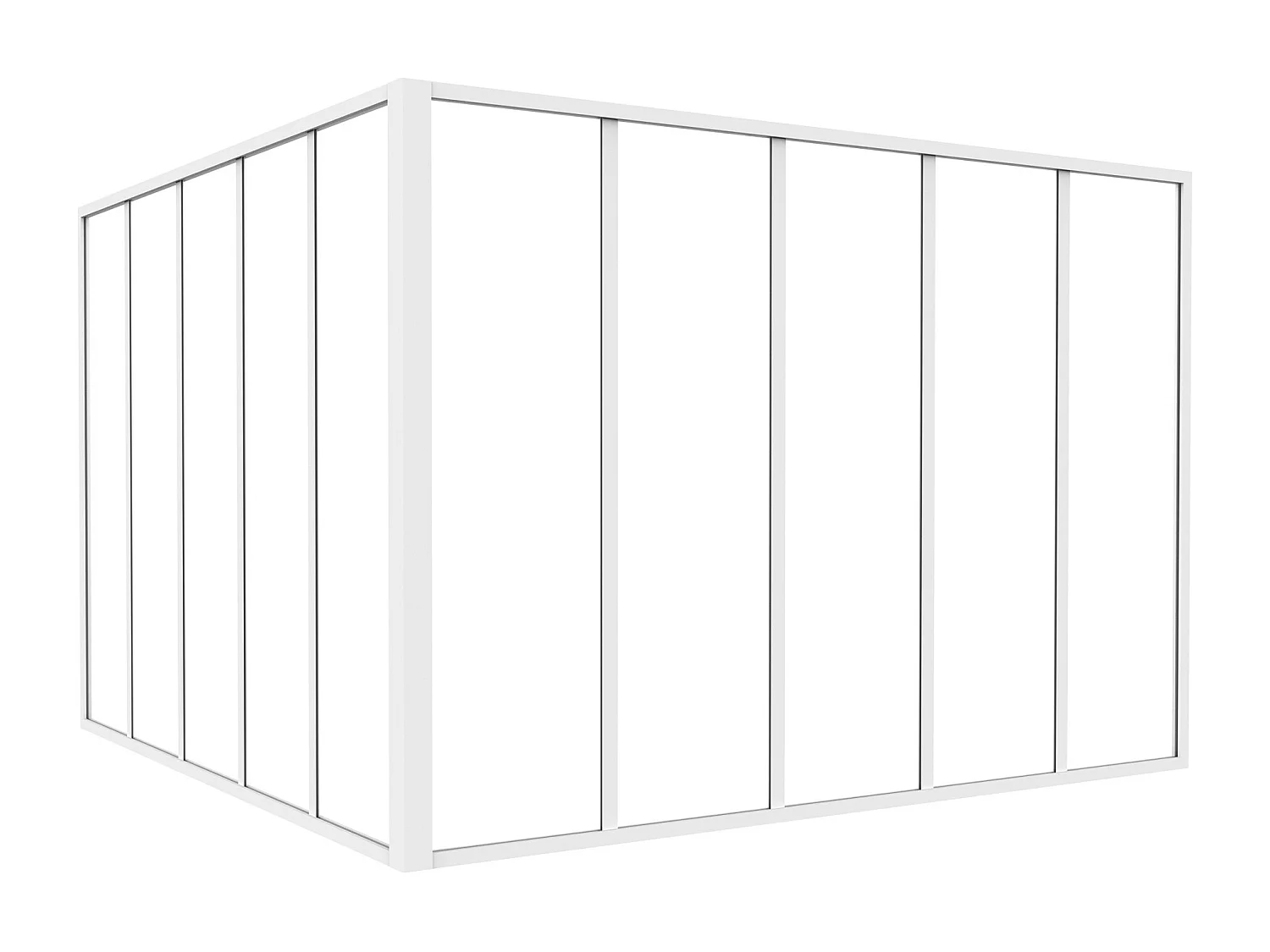 Hjørneglassvegg i lakkert aluminium - L150 x L150 x L150 x H105 - Hvit - BAYVIEW